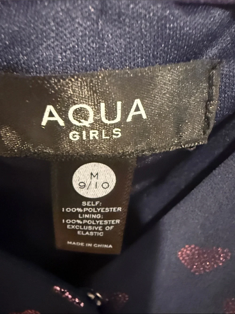 Aqua Girls Navy Dress with Pink Sparkle Hearts